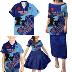 Custom NSW Blues ANZAC Day Family Matching Puletasi and Hawaiian Shirt Australian Platypus Mix Camouflage
