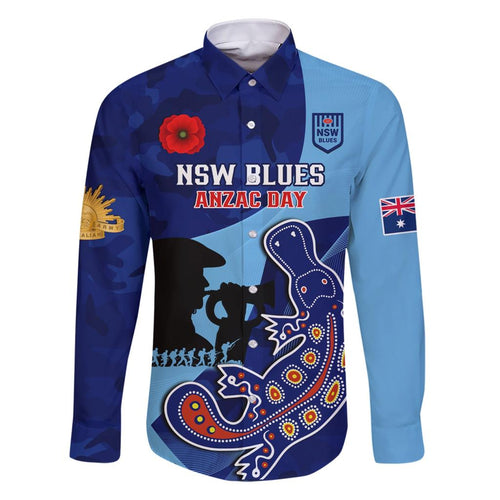 Custom NSW Blues ANZAC Day Family Matching Short Sleeve Bodycon Dress and Hawaiian Shirt Australian Platypus Mix Camouflage