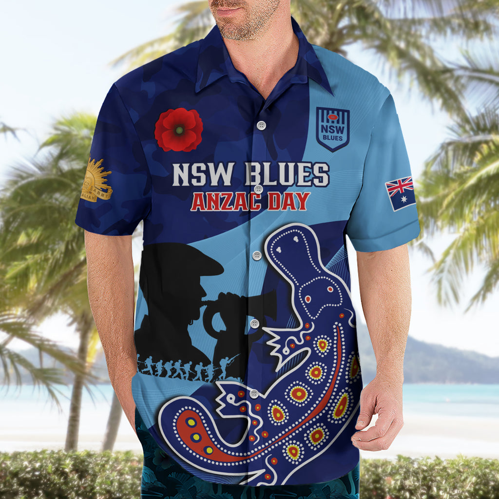 Custom NSW Blues ANZAC Day Hawaiian Shirt Australian Platypus Mix Camouflage