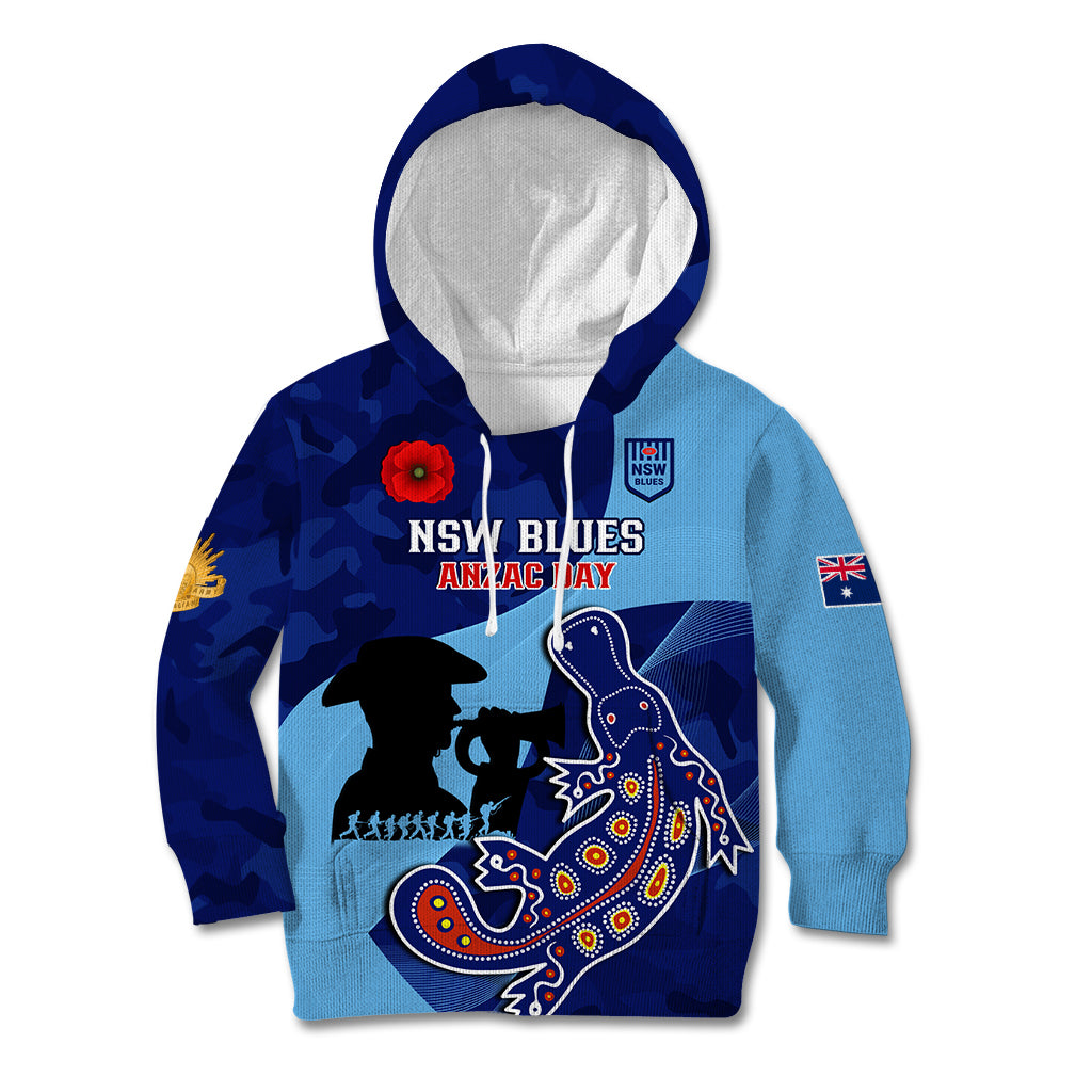 Custom NSW Blues ANZAC Day Kid Hoodie Australian Platypus Mix Camouflage