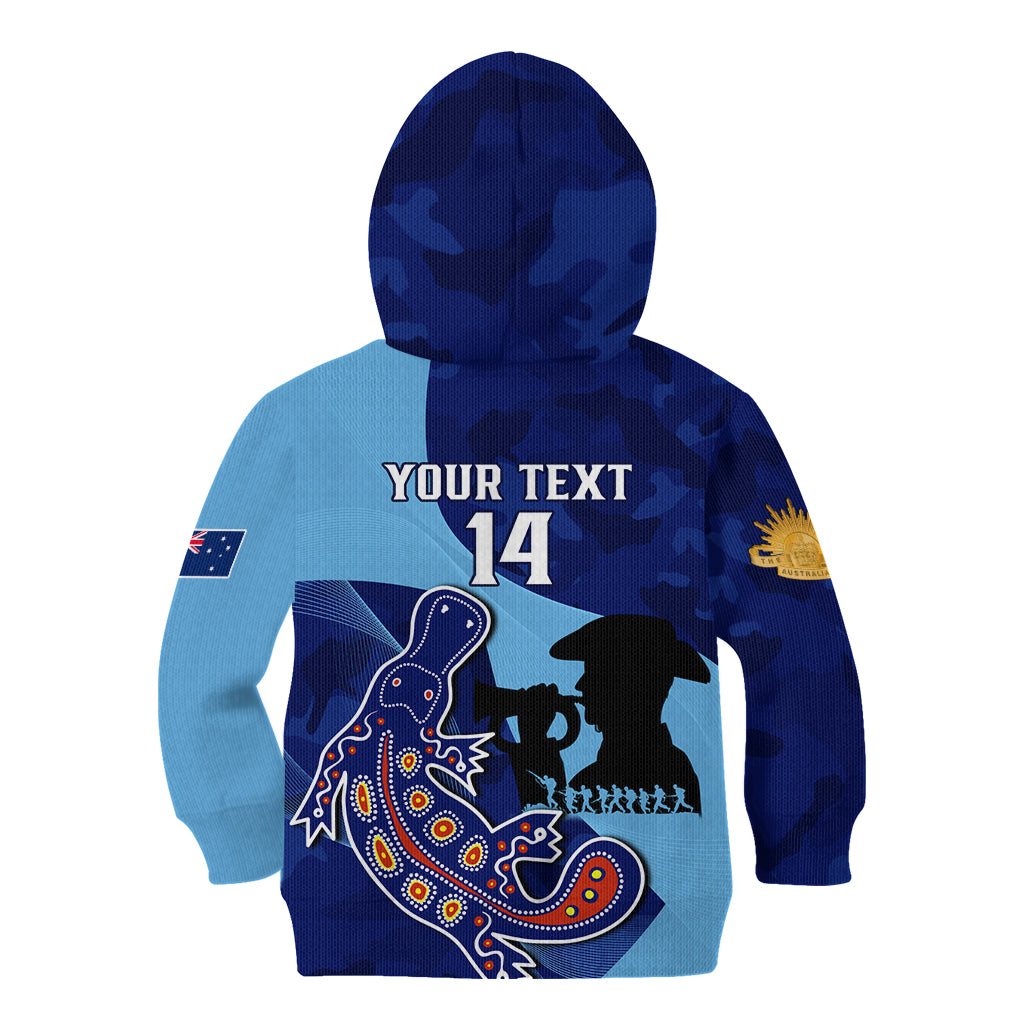 Custom NSW Blues ANZAC Day Kid Hoodie Australian Platypus Mix Camouflage