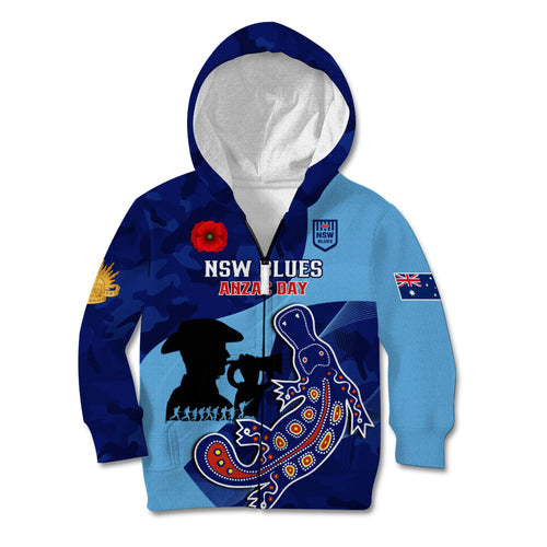 Custom NSW Blues ANZAC Day Kid Hoodie Australian Platypus Mix Camouflage