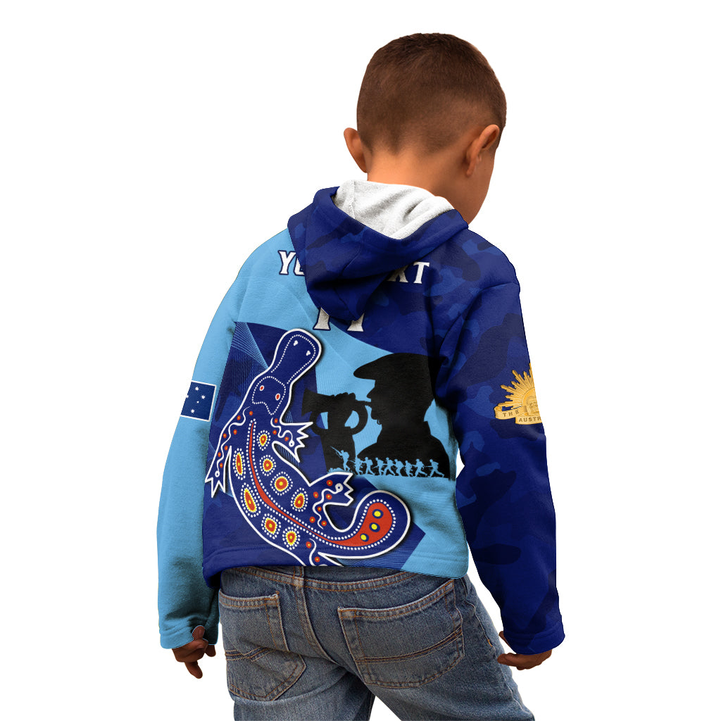 Custom NSW Blues ANZAC Day Kid Hoodie Australian Platypus Mix Camouflage