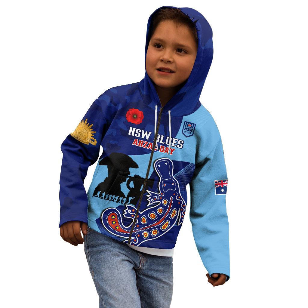 Custom NSW Blues ANZAC Day Kid Hoodie Australian Platypus Mix Camouflage