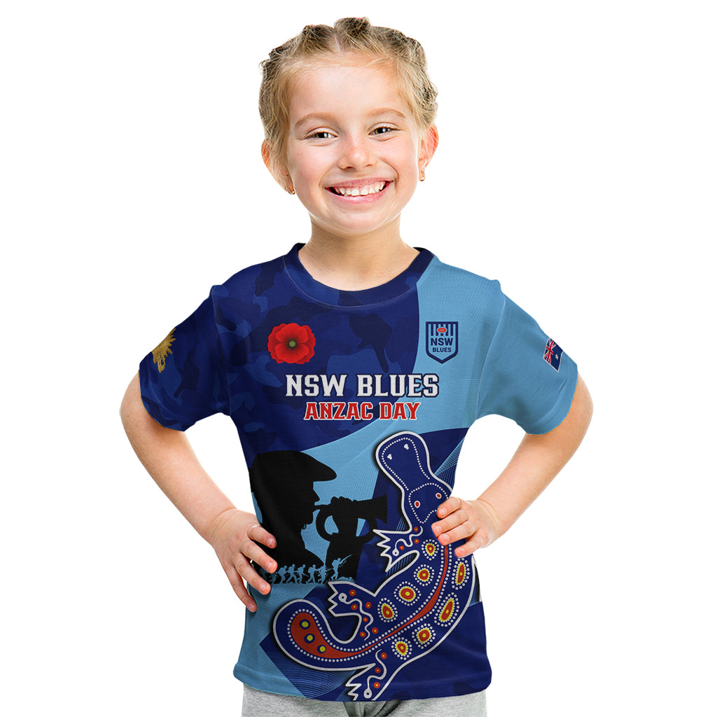 Custom NSW Blues ANZAC Day Kid T Shirt Australian Platypus Mix Camouflage
