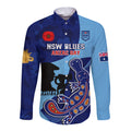 Custom NSW Blues ANZAC Day Long Sleeve Button Shirt Australian Platypus Mix Camouflage