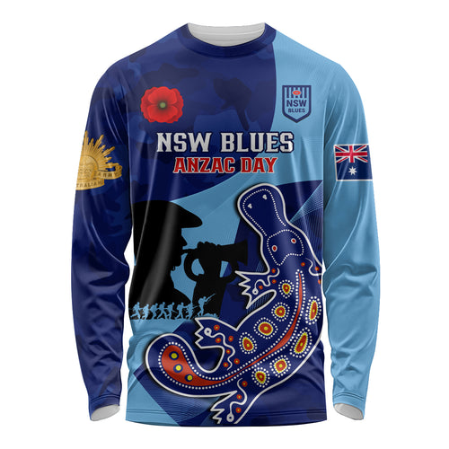 Custom NSW Blues ANZAC Day Long Sleeve Shirt Australian Platypus Mix Camouflage