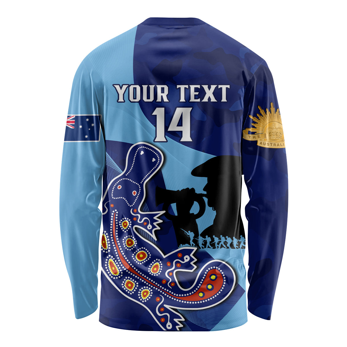 Custom NSW Blues ANZAC Day Long Sleeve Shirt Australian Platypus Mix Camouflage