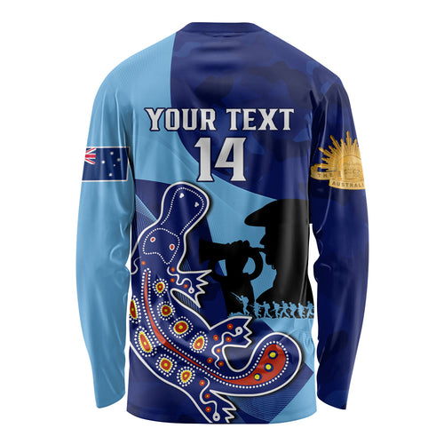 Custom NSW Blues ANZAC Day Long Sleeve Shirt Australian Platypus Mix Camouflage