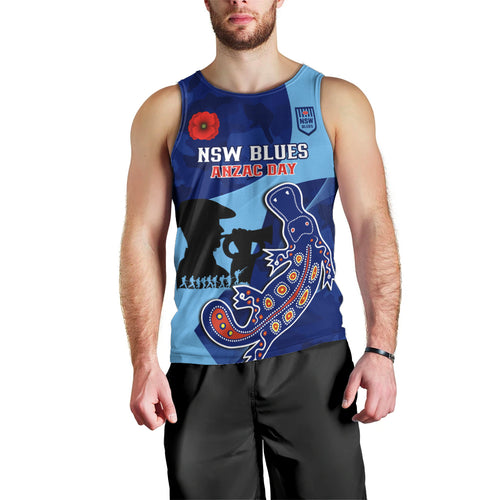 Custom NSW Blues ANZAC Day Men Tank Top Australian Platypus Mix Camouflage
