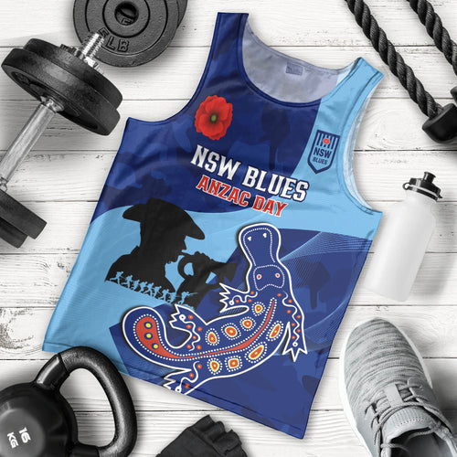 Custom NSW Blues ANZAC Day Men Tank Top Australian Platypus Mix Camouflage