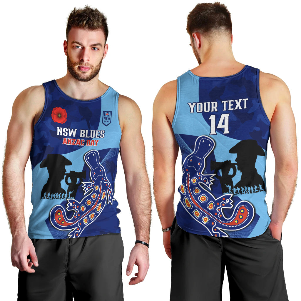 Custom NSW Blues ANZAC Day Men Tank Top Australian Platypus Mix Camouflage