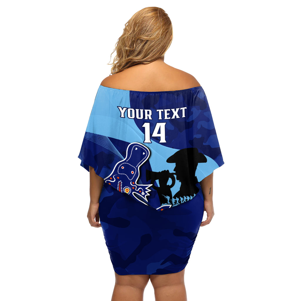 Custom NSW Blues ANZAC Day Off Shoulder Short Dress Australian Platypus Mix Camouflage