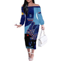 Custom NSW Blues ANZAC Day Off The Shoulder Long Sleeve Dress Australian Platypus Mix Camouflage