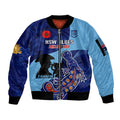 Custom NSW Blues ANZAC Day Sleeve Zip Bomber Jacket Australian Platypus Mix Camouflage