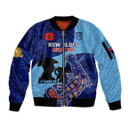 Custom NSW Blues ANZAC Day Sleeve Zip Bomber Jacket Australian Platypus Mix Camouflage