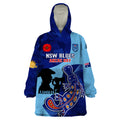 Custom NSW Blues ANZAC Day Wearable Blanket Hoodie Australian Platypus Mix Camouflage