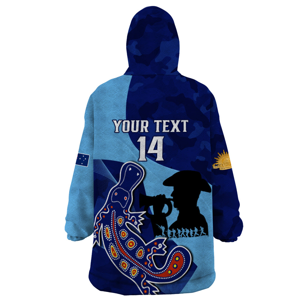 Custom NSW Blues ANZAC Day Wearable Blanket Hoodie Australian Platypus Mix Camouflage