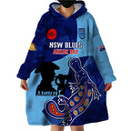 Custom NSW Blues ANZAC Day Wearable Blanket Hoodie Australian Platypus Mix Camouflage
