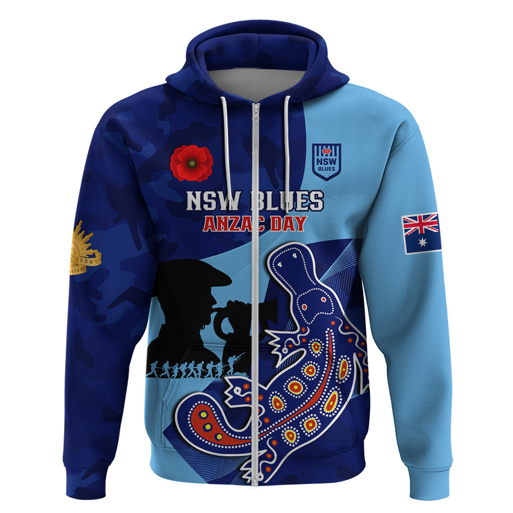 Custom NSW Blues ANZAC Day Zip Hoodie Australian Platypus Mix Camouflage