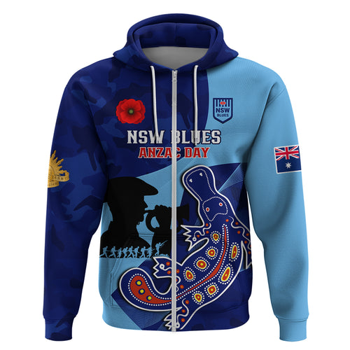 Custom NSW Blues ANZAC Day Zip Hoodie Australian Platypus Mix Camouflage