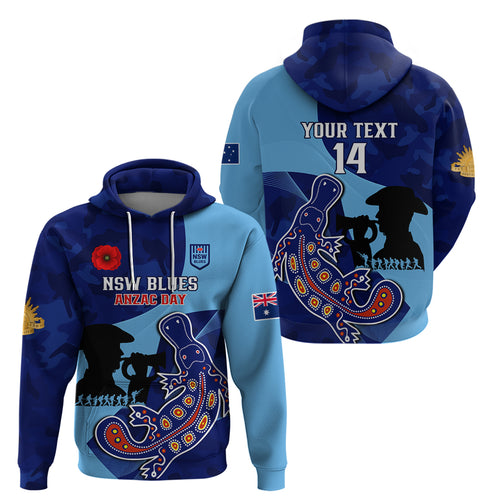 Custom NSW Blues ANZAC Day Zip Hoodie Australian Platypus Mix Camouflage