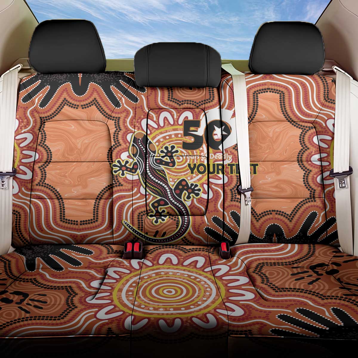 Personalised Australia Lizard NAIDOC Week 2026 Back Car Seat Cover 50 Years of Deadly Aboriginal Art