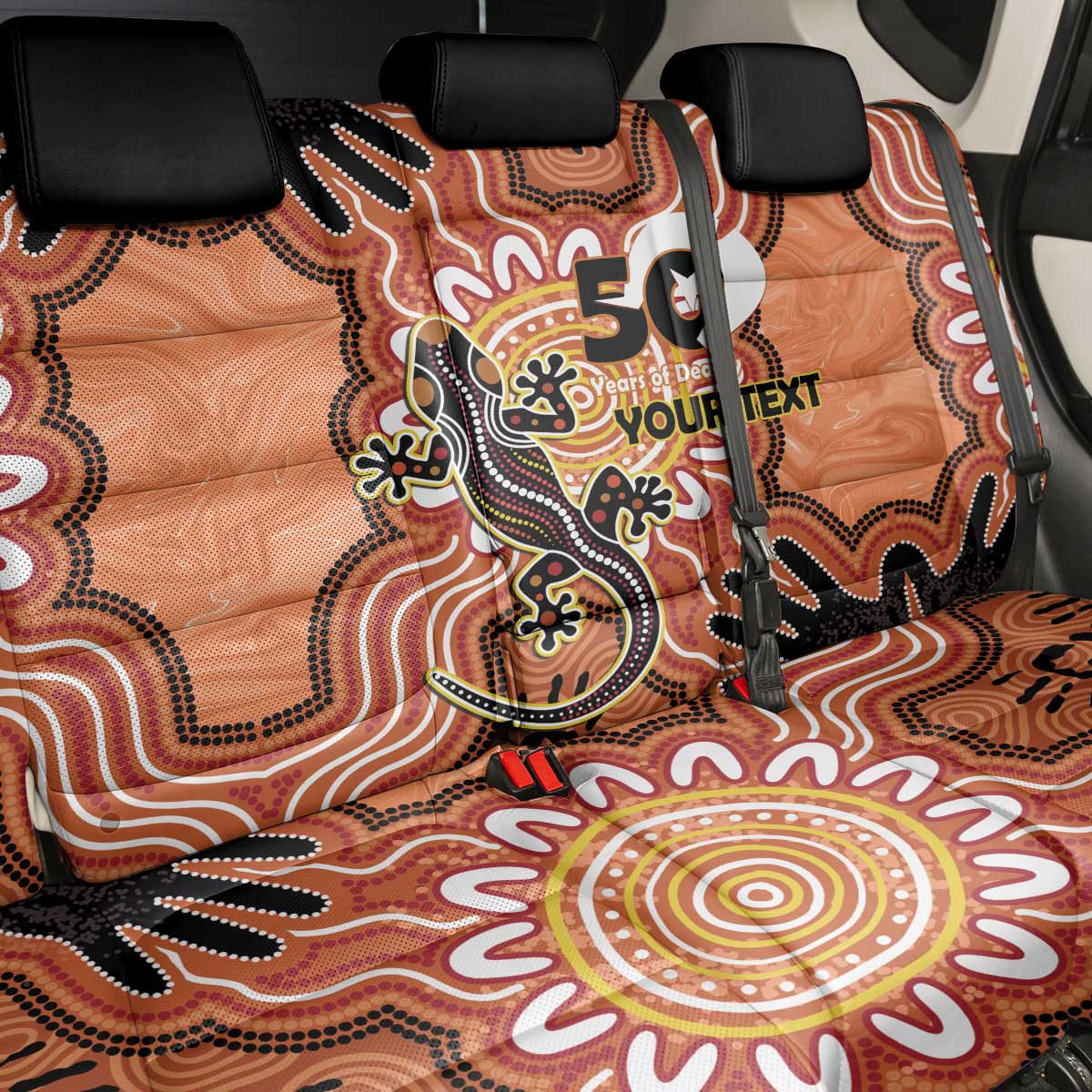 Personalised Australia Lizard NAIDOC Week 2026 Back Car Seat Cover 50 Years of Deadly Aboriginal Art