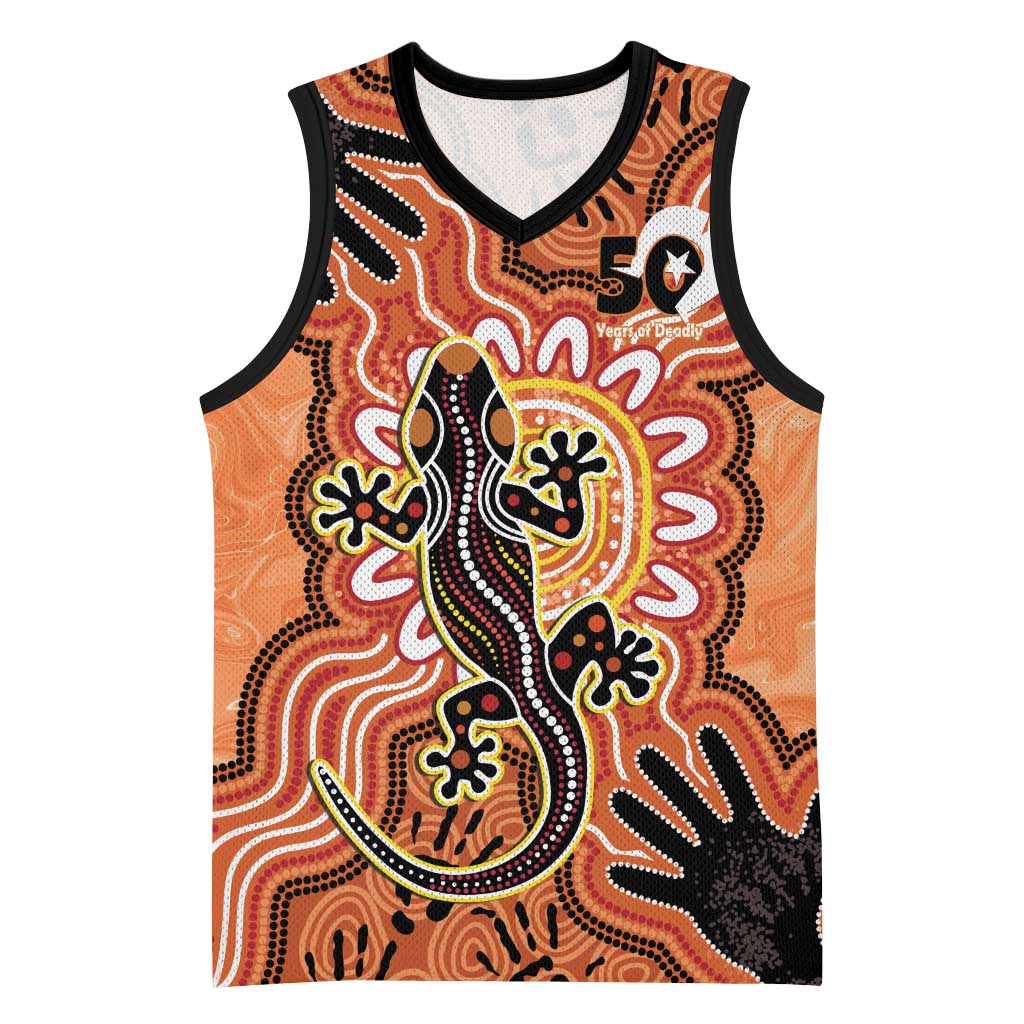 Personalised Australia Lizard NAIDOC Week 2026 Basketball Jersey 50 Years of Deadly Aboriginal Art