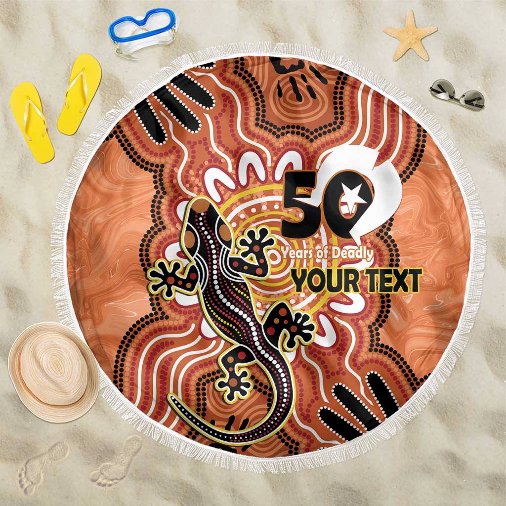 Personalised Australia Lizard NAIDOC Week 2026 Beach Blanket 50 Years of Deadly Aboriginal Art