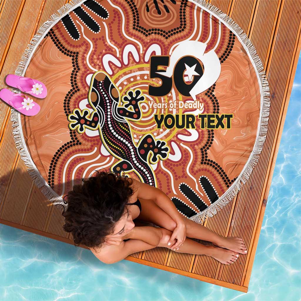 Personalised Australia Lizard NAIDOC Week 2026 Beach Blanket 50 Years of Deadly Aboriginal Art