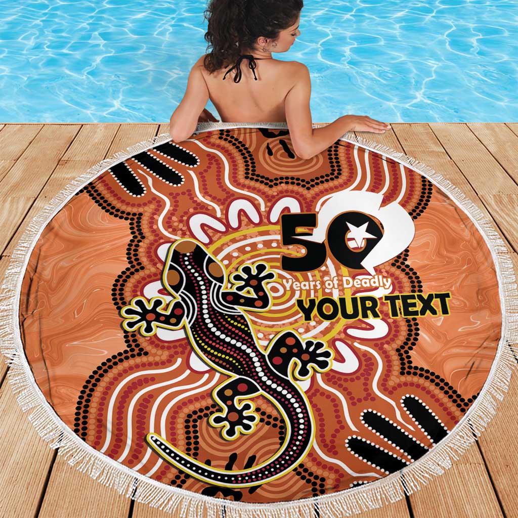 Personalised Australia Lizard NAIDOC Week 2026 Beach Blanket 50 Years of Deadly Aboriginal Art