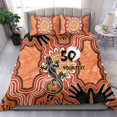 Personalised Australia Lizard NAIDOC Week 2026 Bedding Set 50 Years of Deadly Aboriginal Art