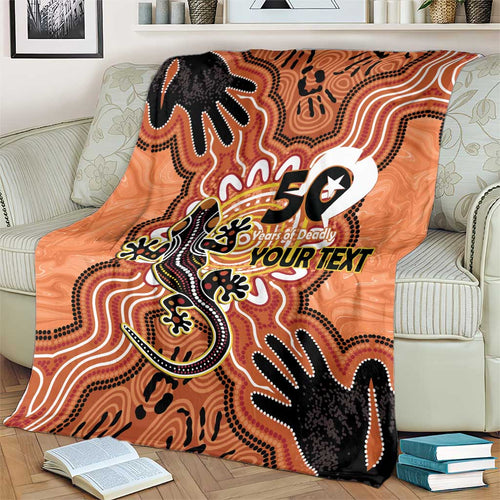 Personalised Australia Lizard NAIDOC Week 2026 Blanket 50 Years of Deadly Aboriginal Art