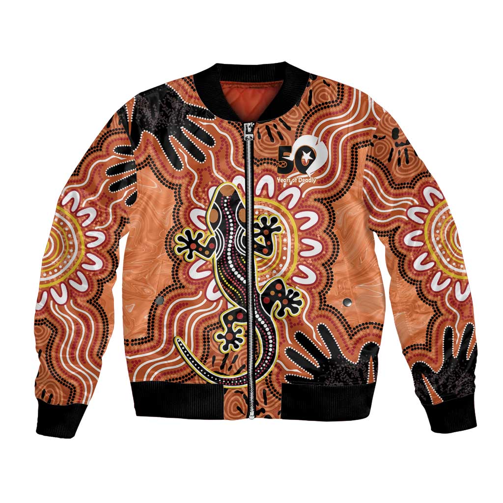 Personalised Australia Lizard NAIDOC Week 2026 Bomber Jacket 50 Years of Deadly Aboriginal Art