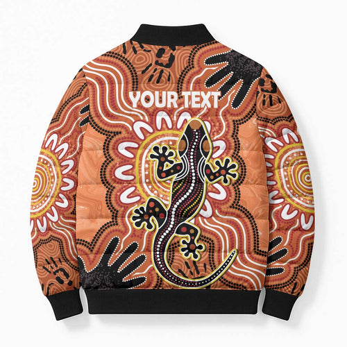 Personalised Australia Lizard NAIDOC Week 2026 Bomber Puffer Jacket 50 Years of Deadly Aboriginal Art