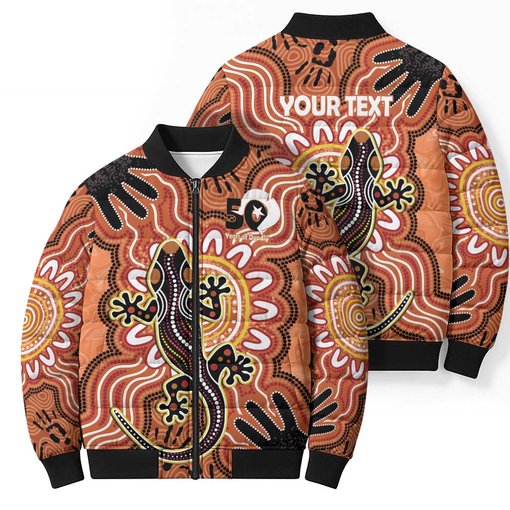 Personalised Australia Lizard NAIDOC Week 2026 Bomber Puffer Jacket 50 Years of Deadly Aboriginal Art