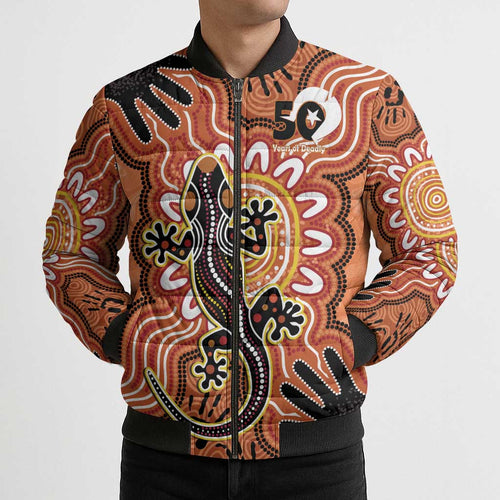 Personalised Australia Lizard NAIDOC Week 2026 Bomber Puffer Jacket 50 Years of Deadly Aboriginal Art
