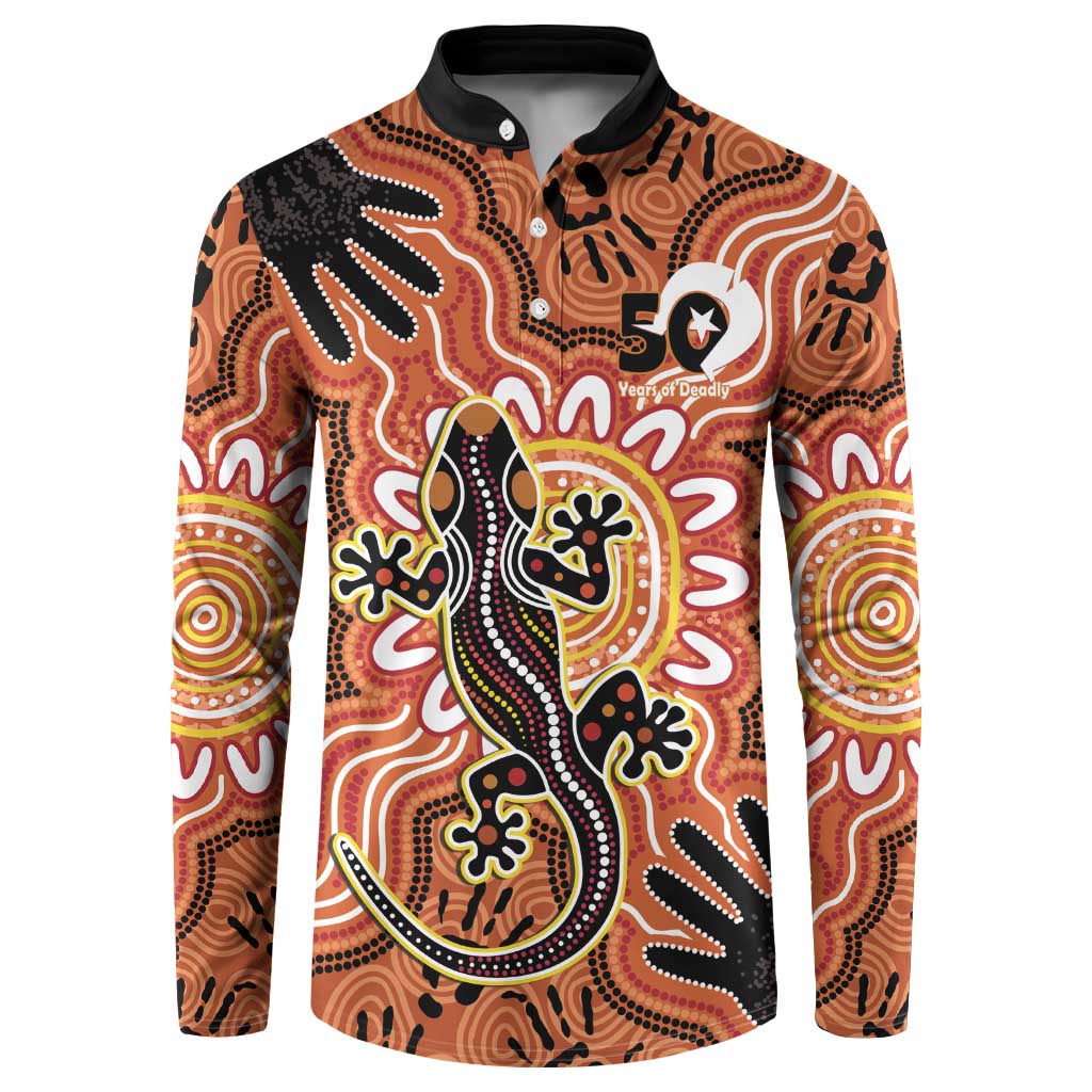 Personalised Australia Lizard NAIDOC Week 2026 Button Sweatshirt 50 Years of Deadly Aboriginal Art