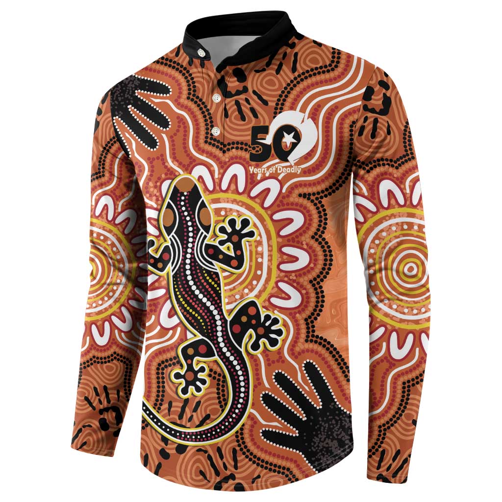 Personalised Australia Lizard NAIDOC Week 2026 Button Sweatshirt 50 Years of Deadly Aboriginal Art