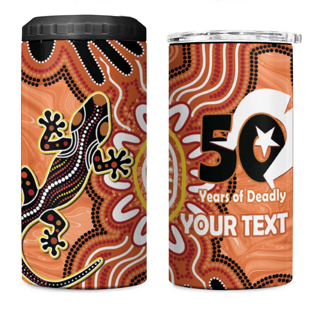 Personalised Australia Lizard NAIDOC Week 2026 4 in 1 Can Cooler Tumbler 50 Years of Deadly Aboriginal Art