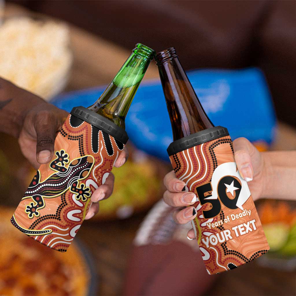 Personalised Australia Lizard NAIDOC Week 2026 4 in 1 Can Cooler Tumbler 50 Years of Deadly Aboriginal Art