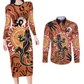 Personalised Australia Lizard NAIDOC Week 2026 Couples Matching Long Sleeve Bodycon Dress and Long Sleeve Button Shirt 50 Years of Deadly Aboriginal Art