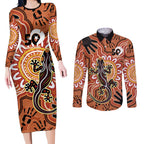 Personalised Australia Lizard NAIDOC Week 2026 Couples Matching Long Sleeve Bodycon Dress and Long Sleeve Button Shirt 50 Years of Deadly Aboriginal Art