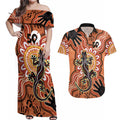 Personalised Australia Lizard NAIDOC Week 2026 Couples Matching Off Shoulder Maxi Dress and Hawaiian Shirt 50 Years of Deadly Aboriginal Art