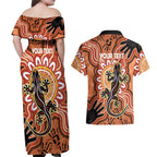 Personalised Australia Lizard NAIDOC Week 2026 Couples Matching Off Shoulder Maxi Dress and Hawaiian Shirt 50 Years of Deadly Aboriginal Art