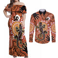 Personalised Australia Lizard NAIDOC Week 2026 Couples Matching Off Shoulder Maxi Dress and Long Sleeve Button Shirt 50 Years of Deadly Aboriginal Art