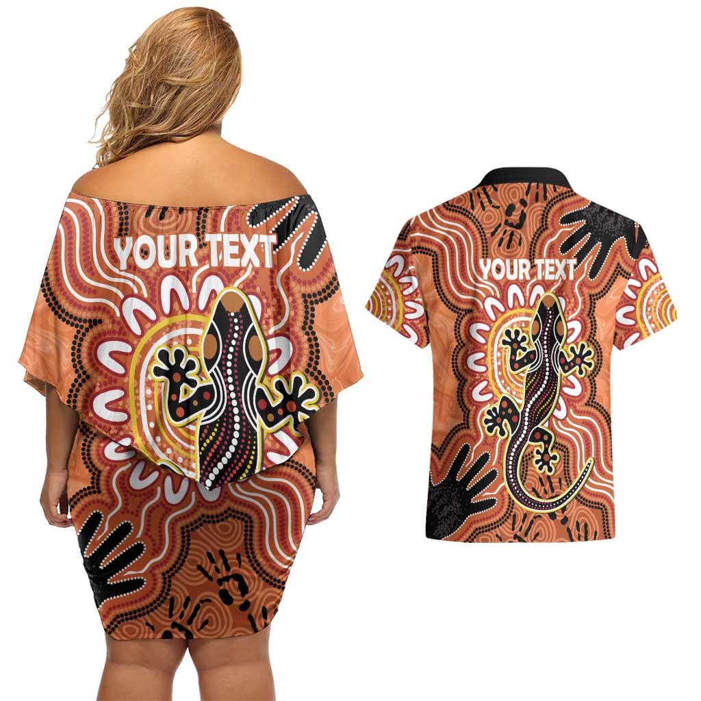 Personalised Australia Lizard NAIDOC Week 2026 Couples Matching Off Shoulder Short Dress and Hawaiian Shirt 50 Years of Deadly Aboriginal Art
