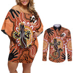 Personalised Australia Lizard NAIDOC Week 2026 Couples Matching Off Shoulder Short Dress and Long Sleeve Button Shirt 50 Years of Deadly Aboriginal Art