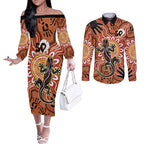 Personalised Australia Lizard NAIDOC Week 2026 Couples Matching Off The Shoulder Long Sleeve Dress and Long Sleeve Button Shirt 50 Years of Deadly Aboriginal Art
